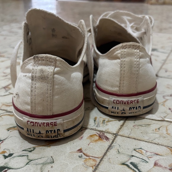 Converse All Star Cream Sneakers with Red Trim - Picture 2 of 9